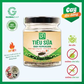 Tiêu Sữa Bầu Mây - Tiêu Ăn Liền - Cấp Độ Cay 1/6 - Đặc sản Tiêu Bà Rịa - Vũng Tàu vùng trồng đạt chuẩn quốc tế GLOBALG.A.P.