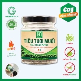 Tiêu Tươi Muối Bầu Mây - Tiêu Ăn Liền - Cấp Độ Cay 2/6 - Đặc sản Tiêu Bà Rịa - Vũng Tàu vùng trồng đạt chuẩn quốc tế GLOBALG.A.P.
